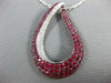ESTATE LARGE 4.19CT DIAMOND & AAA RUBY 18KT WHITE GOLD 3D TEAR DROP FUN PENDANT