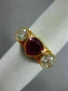 ESTATE 2.78CT DIAMOND & AAA RUBY 14K YELLOW GOLD 3D HEART SHAPED ENGAGEMENT RING