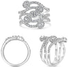 ESTATE WIDE 1.16CT DIAMOND 14KT WHITE GOLD ROUND & OVAL 3D CRISS CROSS FUN RING