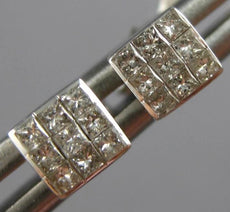 SMALL .25CT DIAMOND 14KT WHITE GOLD PRINCESS INVISIBLE SQUARE FUN STUD EARRINGS