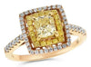LARGE .48CT WHITE & FANCY YELLOW DIAMOND 18KT YELLOW & ROSE GOLD ENGAGEMENT RING