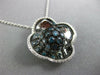 1.25CT WHITE & BLUE DIAMOND 14K WHITE GOLD 4 LEAF CLOVER FLOWER FLOATING PENDANT