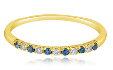 .15CT WHITE & BLUE DIAMOND 14K YELLOW GOLD 4 PRONG WEDDING ANNIVERSARY RING