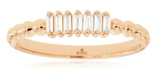 .10CT DIAMOND 14K ROSE GOLD BAGUETTE 7 STONE SHARED PRONG BEADED FUN LOVE RING