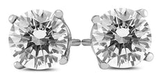 ESTATE 1.5CT DIAMOND 14KT WHITE GOLD 3D ROUND 4 PRONG SCREWBACK STUD EARRINGS