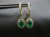 1.39CT DIAMOND & AAA COLUMBIAN EMERALD 14KT YELLOW GOLD 3D OVAL HANGING EARRINGS
