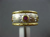 WIDE 1CT AAA RUBY 18KT 2 TONE GOLD MATTE & SHINY SUNBURST FILIGREE ETERNITY RING