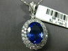 ESTATE EXTRA LARGE 6.60CT DIAMOND & AAA TANZANITE 18K WHITE GOLD 3D OVAL PENDANT