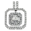 .59CT DIAMOND 14KT WHITE GOLD 3D CLASSIC CLUSTER DOUBLE OCTAGON FLOATING PENDANT