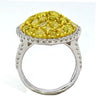 LARGE 3.87CT WHITE & FANCY YELLOW DIAMOND 18KT 2 TONE GOLD MULTI SHAPE OVAL RING