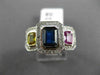 ESTATE WIDE 2.57CT DIAMOND & MULTI COLOR SAPPHIRE 18K WHITE GOLD ENGAGEMENT RING
