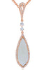 3.42CT DIAMOND & AAA WHITE TOPAZ & LEMON QUARTZ 14KT ROSE GOLD TEAR DROP PENDANT