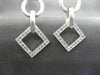 ESTATE .46CT DIAMOND 14K WHITE GOLD MATTE & SHINY CIRCLE SQUARE HANGING EARRINGS