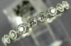 ESTATE .52CT DIAMOND 18K WHITE GOLD 3D ROUND 3mm BEZEL ETERNITY ANNIVERSARY RING
