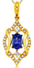 .62CT DIAMOND & AAA TANZANITE 14KT YELLOW GOLD 3D OVAL LEAF FUN FLOATING PENDANT
