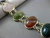 ANTIQUE LARGE JADE CARNELIAN ONYX 14K YELLOW GOLD OVAL DOUBLE ROW BRACELET 23386