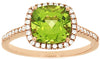 2.18CT DIAMOND & AAA PERIDOT 14KT ROSE GOLD 3D CUSHION HALO FRIENDSHIP LOVE RING