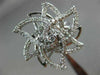 ESTATE LARGE 1.26CT ROUND DIAMOND 18K WHITE GOLD 3D CLASSIC FLOWER STAR FUN RING