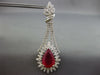 EXTRA LARGE 32.2CT DIAMOND & AAA RUBY 18K YELLOW GOLD TEAR DROP HANGING EARRINGS