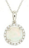 .82CT DIAMOND & AAA OPAL 14K WHITE GOLD 3D ROUND HALO SOLITAIRE FLOATING PENDANT