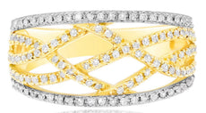 .51CT DIAMOND 14KT YELLOW GOLD 3D MULTI ROW CRISS CROSS WOVEN ANNIVERSARY RING