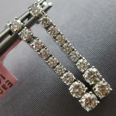 ESTATE 1.10CT DIAMOND 14KT WHITE GOLD ROUND CLASSIC JOURNEY BAR HANGING EARRINGS