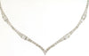 ESTATE 2.16CT DIAMOND 14KT WHITE GOLD 3D THREE STONE V SHAPE LOVE 3D NECKLACE