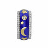 WIDE 1.38CT DIAMOND BLUE ENAMEL 18K 2 TONE GOLD MOON & STAR ETOILE ETERNITY RING