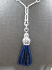 LARGE 79CT DIAMOND & AAA SAPHIRE 14KT WHITE GOLD 3D LARIAT FUN ETERNITY NECKLACE