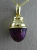 LARGE PURPLE ENAMEL 14KT YELLOW GOLD 3D DOME SHAPE FLOATING PENDANT #MILANO026