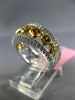 ESTATE WIDE 1.89CT WHITE & FANCY YELLOW DIAMOND 18K 2 TONE GOLD ANNIVERSARY RING