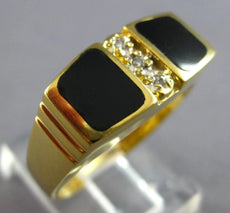 .09CT DIAMOND & AAA ONYX 14KT YELLOW GOLD 3D SQUARE HANDCRAFTED MENS RING #23110