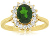 LARGE 1.73CT DIAMOND & AAA GREEN GARNET 14KT YELLOW GOLD 3D PRINCESS DIANA RING