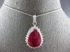 EXTRA LARGE 14.07CT DIAMOND & AAA RUBY 14KT WHITE GOLD 3D HALO PENDANT #28018