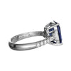 3.84CT DIAMOND & AAA SAPPHIRE 18KT WHITE GOLD EMERALD CUT TRAPEZOID & ROUND RING