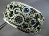 EXTRA LARGE 12.3CT DIAMOND & AAA SAPPHIRE 14K BLACK & WHITE GOLD BANGLE BRACELET
