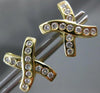 ESTATE .65CT DIAMOND 14KT YELLOW GOLD ETOILE "X" SHAPE PUSH BACK EARRINGS #5919