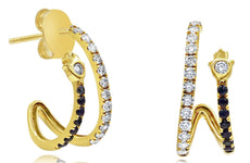 ESTATE .47CT DIAMOND & AAA SAPPHIRE 18KT YELLOW GOLD SNAKE FUN HANGING EARRINGS