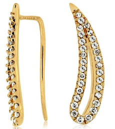 ESTATE .50CT DIAMOND 14KT YELLOW GOLD 3D CLASSIC TEAR DROP HANGING EARRINGS