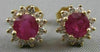 ANTIQUE 2.15CTW DIAMOND RUBY 14KT YLW GOLD ROUND CLUSTER PUSHBACK EARRINGS #1765