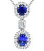 2.60CT DIAMOND & AAA SAPPHIRE 18KT WHITE GOLD 3D OVAL ROUND & BAGUETTE NECKLACE