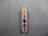 2.2CT DIAMOND & AAA MULTI GEM 14KT ROSE GOLD OVAL & ROUND 5 STONE PENDANT #28058