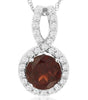 1.20CT DIAMOND & AAA GARNET 14KT WHITE GOLD SOLITAIRE HALO INFINITY LOVE PENDANT