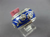 WIDE 1.23CT DIAMOND & BLUE ENAMEL 18KT WHITE GOLD MULTI FLOWER ETERNITY FUN RING