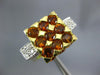 ESTATE EXTRA LARGE 4.50CT DIAMOND AAA CITRINE 18K 2 TONE GOLD 3D SQUARE FUN RING
