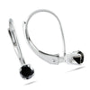 ESTATE .23CT BLACK DIAMOND 14KT WHITE GOLD SOLITAIRE LEVERBACK HANGING EARRINGS