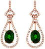 2.24CT DIAMOND & AAA GREEN GARNET 14K ROSE GOLD OVAL TEAR DROP HANGING EARRINGS
