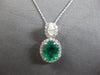 LARGE 2.26CT DIAMOND & AAA COLOMBIAN EMERALD 18KT WHITE GOLD HALO PENDANT #28060