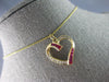 ESTATE .50CT DIAMOND & AAA RUBY 14KT YELLOW GOLD 3D OPEN HEART FLOATING PENDANT
