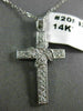ANTIQUE .26CT ROUND DIAMOND 14KT WHITE GOLD CLASSIC FLORAL CROSS PENDANT #20833